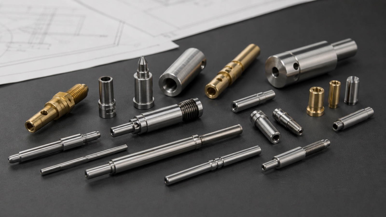 Examples of precision Swiss-turned shafts, pins and axles